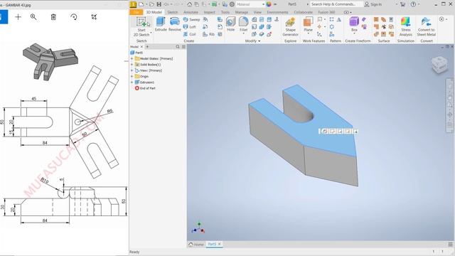 Inventor 2023 3D Part Design Tutorial For Beginner смотреть онлайн