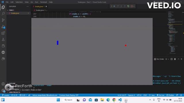 Snake Game Using Java | Syncinterns Internship Code | Task 1 | Java Development Internship Code смотреть онлайн