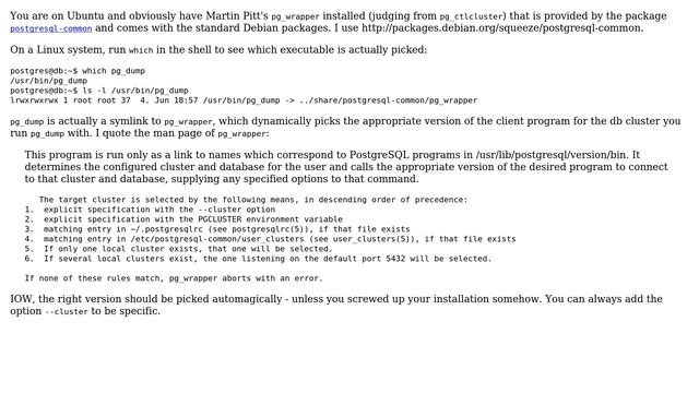 How to run specific version (8.4, 9.1) of postgresql pg_\* command (e.g., pg_dump)? (3 Solutions!!) смотреть онлайн