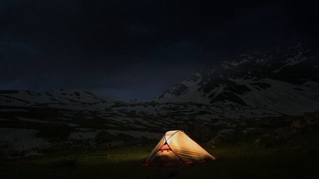 Lightning Thunderstorm Sounds | Relaxing Rain Sounds On A Tent | Stormy Weather Camping In Winter