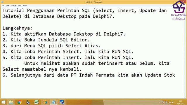 TUTORIAL PERINTAH SQL PADA PEMROGRAMAN DELPHI смотреть онлайн