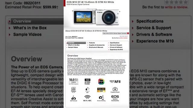 The Canon EOS M10 EF M 15 45mm IS STM Kit White EOS M Series Digital Cameras смотреть онлайн