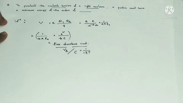 Min Energy #proton required to penetrate the #columbic#barrier of a light nuclei. #Particle#Physics смотреть онлайн