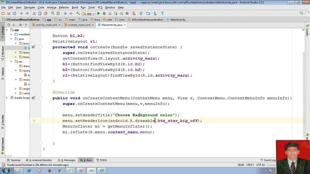 59 Android app development tutorial for beginners using Android studio | floating context menu смотреть онлайн