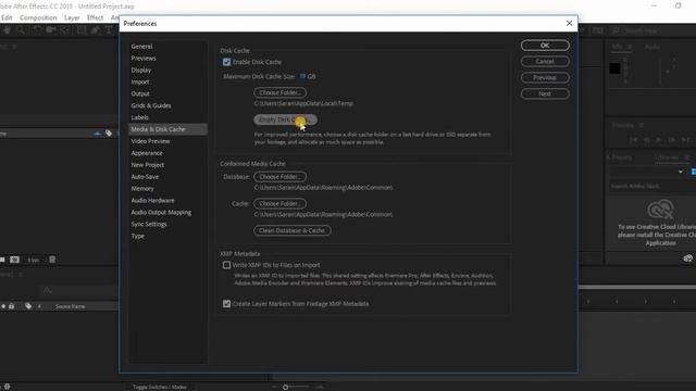 How to solve Disk cache folder warning in After Effects смотреть онлайн