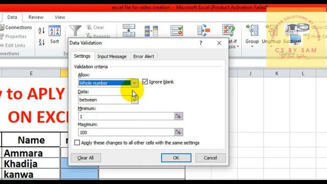 HOW TO RESTRICT excel data in fields , excel tutorial , tips & tricks in ms excel смотреть онлайн