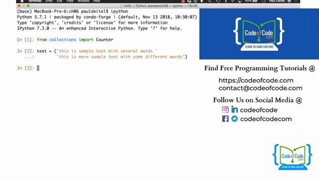 Learn Python | Chapter 06: Ep.9: H3 Python Standard Library Module collections | CodeOfCode смотреть онлайн