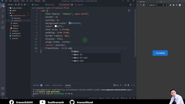 React Loading Button With Spinner | ReactJS SASS смотреть онлайн