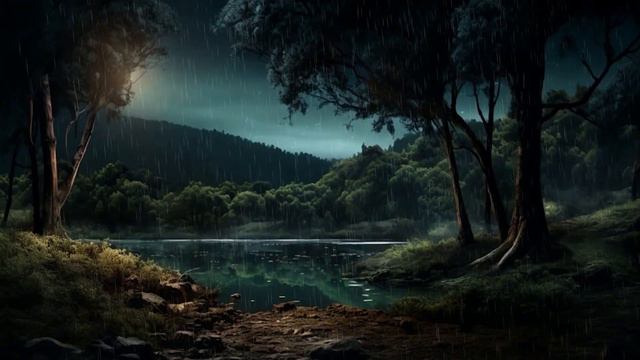 Forest Lake Rainfall At Evening | Relaxing Ambiance For Self-Care | Tranquil Ambience | White Noise смотреть онлайн