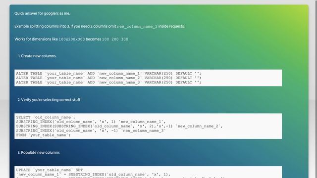 Split MYSQL column into multiple columns смотреть онлайн