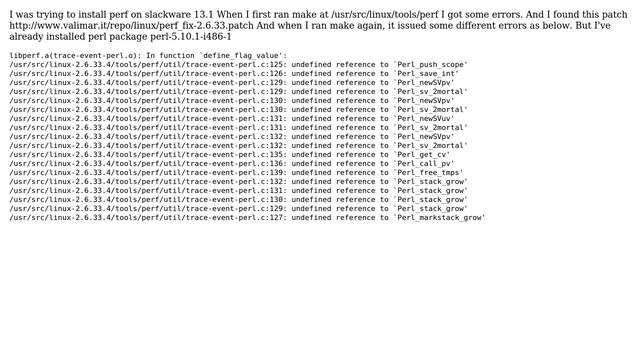 Unix & Linux: Fail to install perf on slackware 13.1 смотреть онлайн