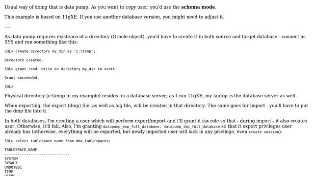 Databases: How to export user with tables and tablespace oracle? смотреть онлайн