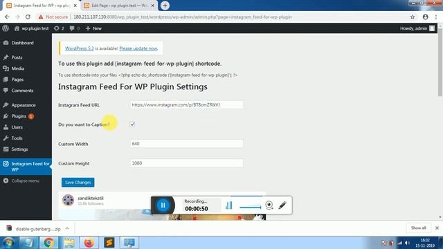 Embeded Instaagram Feed For WP Plugin