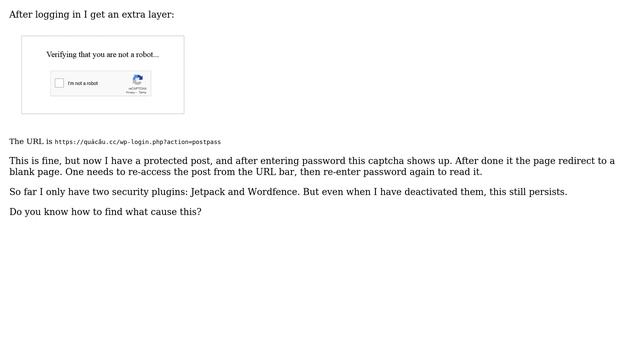 Wordpress: How to find out which plugin create captcha after login? смотреть онлайн