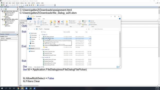 Filesystem dialog and accessing files using DIR in VBA смотреть онлайн