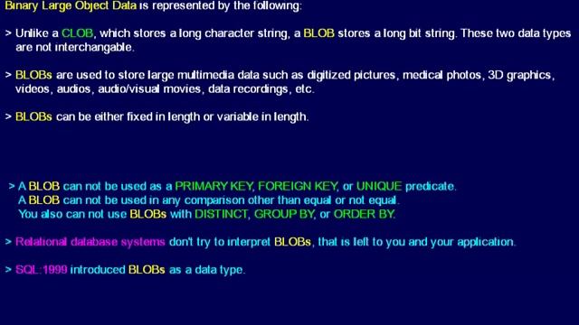 SQL 048 Data Types, BLOB Compare Database Usage смотреть онлайн