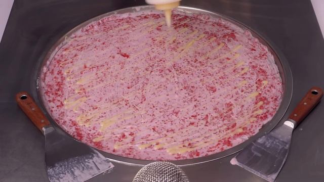 ASMR - Raspberry Ice Cream Rolls | how to make satisfying fried Ice Cream with Raspberries - Recipe смотреть онлайн
