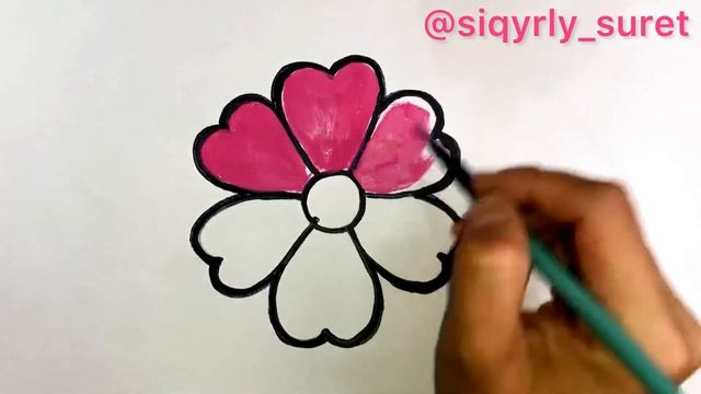 Как нарисовать Цветок.Гүлдің Суретін салу.How to draw flower.Çiçek nasıl çizilir смотреть онлайн