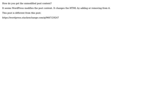 Wordpress: How to get unmodified post content? смотреть онлайн