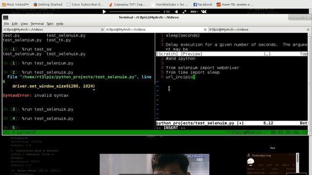 tmux, vim python jedi, ipython смотреть онлайн