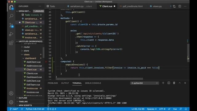 Invoice Web App - Django and Vue Tutorial Part 10 - Django Rest Framework and Vue CLI смотреть онлайн