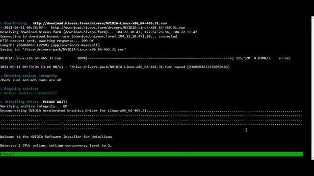 Как обновить драйвер видеокарты в Hive OS