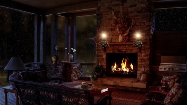 12 Hours Rain And Fireplace Sounds At Night 12 Hours For Sleeping Reading Relaxation