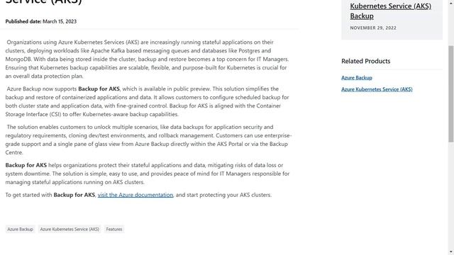 Backup for Azure Kubernetes Service (AKS) entered... - Azure Daily Minute Podcast - 17-MAR-2023 смотреть онлайн