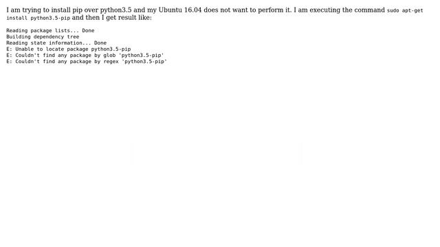 Could not install python3.5-pip смотреть онлайн