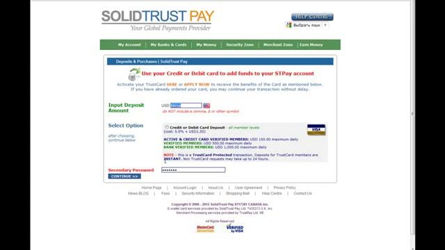 Solid Trust Pay. Привязка карты VISA смотреть онлайн