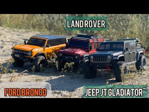 Axial SCX10 III Jeep Gladiator vs TRAXXAS TRX-4 2021 Bronco vs TRX4 Defender | rc off-road смотреть онлайн