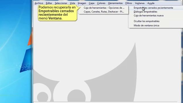 02 Tutorial de Gimp Recuperación de la barra de herramientas смотреть онлайн