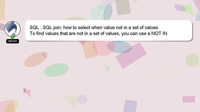 SQL : SQL join: how to select when value not in a set of values смотреть онлайн