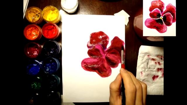 "Анютины глазки" - ГУАШЬЮ - РИСУЕМ ПОЭТАПНО - УРОКИ РИСОВАНИЯ ДЛЯ НАЧИНАЮЩИХ смотреть онлайн