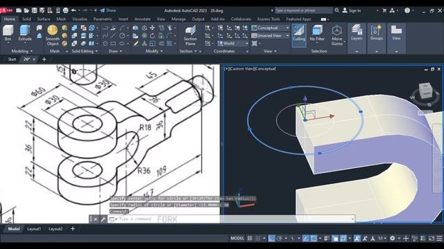 AutoCAD (2023) 3D Tutorial for Beginners | AutoCAD Bangla Tutorial | AutoCAD 3D Modelling | Part 26 смотреть онлайн