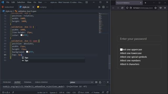 Password validation in Javascript | Check the length and confirm the password Web Tutorials смотреть онлайн