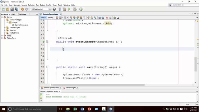 Java Swing Bangla Tutorial 92 : JSpinner With ChangeListener