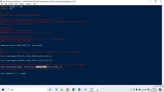 OPENCV Python Ders 005: Kare/Dikdörtgen Çizimi смотреть онлайн