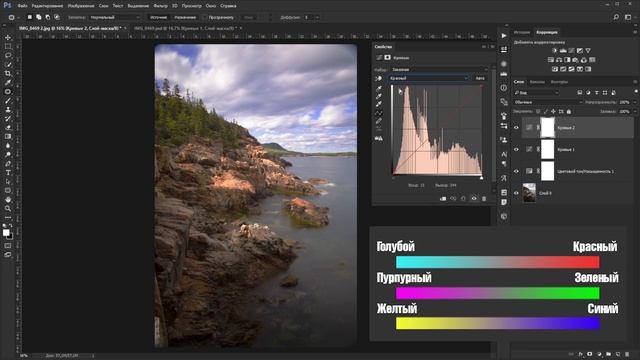 Профессиональная цветокоррекция с помощью кривых, ВСЕ о кривых | Photoshop смотреть онлайн