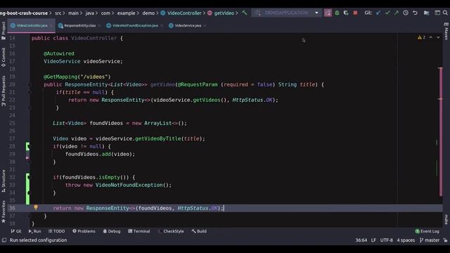 Spring Boot Tutorial - HTTP response with ResponseEntity #6 смотреть онлайн