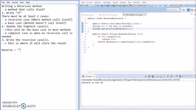 Recursive Method Explained (Edited) смотреть онлайн