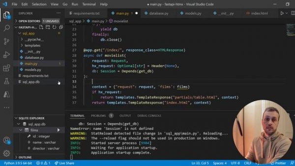FastAPI Python framework - SQLAlchemy and Database integration