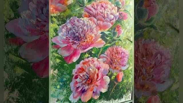 "Пионы" - презентация картины. Художник Татьяна Устьянцева. смотреть онлайн