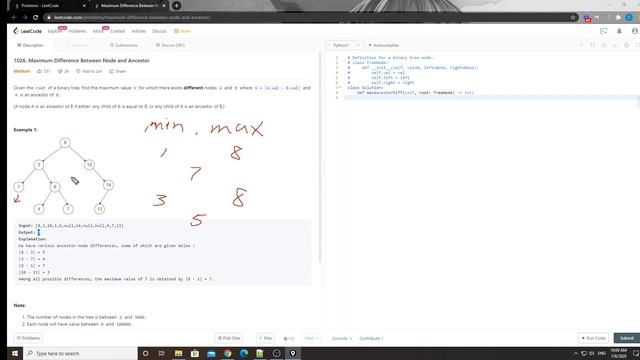 LeetCode 1026. Maximum Difference Between Node and Ancestor смотреть онлайн