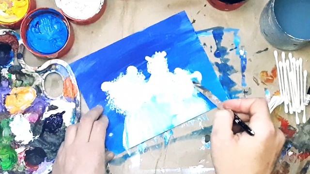 СЕВЕРНЫЕ МИШКИ |Краски и ватные палочки| Синий, белый, черный цвет| Как нарисовать просто! смотреть онлайн
