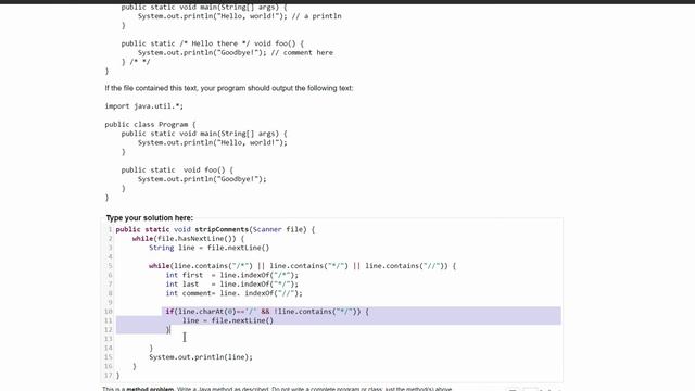 Java Practice It || 6.13 stripComments || file processing, nested while loop, .subString(), Strings смотреть онлайн