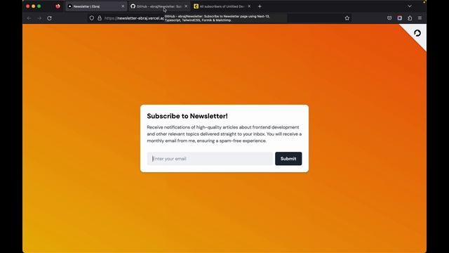 Project Showcase - Newsletter site Using Next13, TypeScript, TailwindCSS, Mailchimp & React confett смотреть онлайн