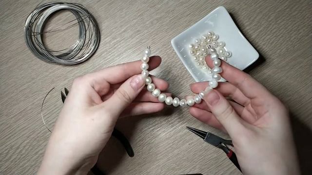 МК серьги из жемчуга за 10 минут
