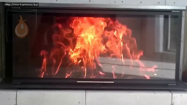 Горение в камине с топкой фирмы Brunner модель 57/25/121/25 с притоком воздуха с улицы. смотреть онлайн