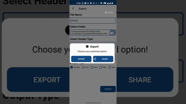 Data Export process (csv, dxf, kml, shp) in GeoMaster App смотреть онлайн